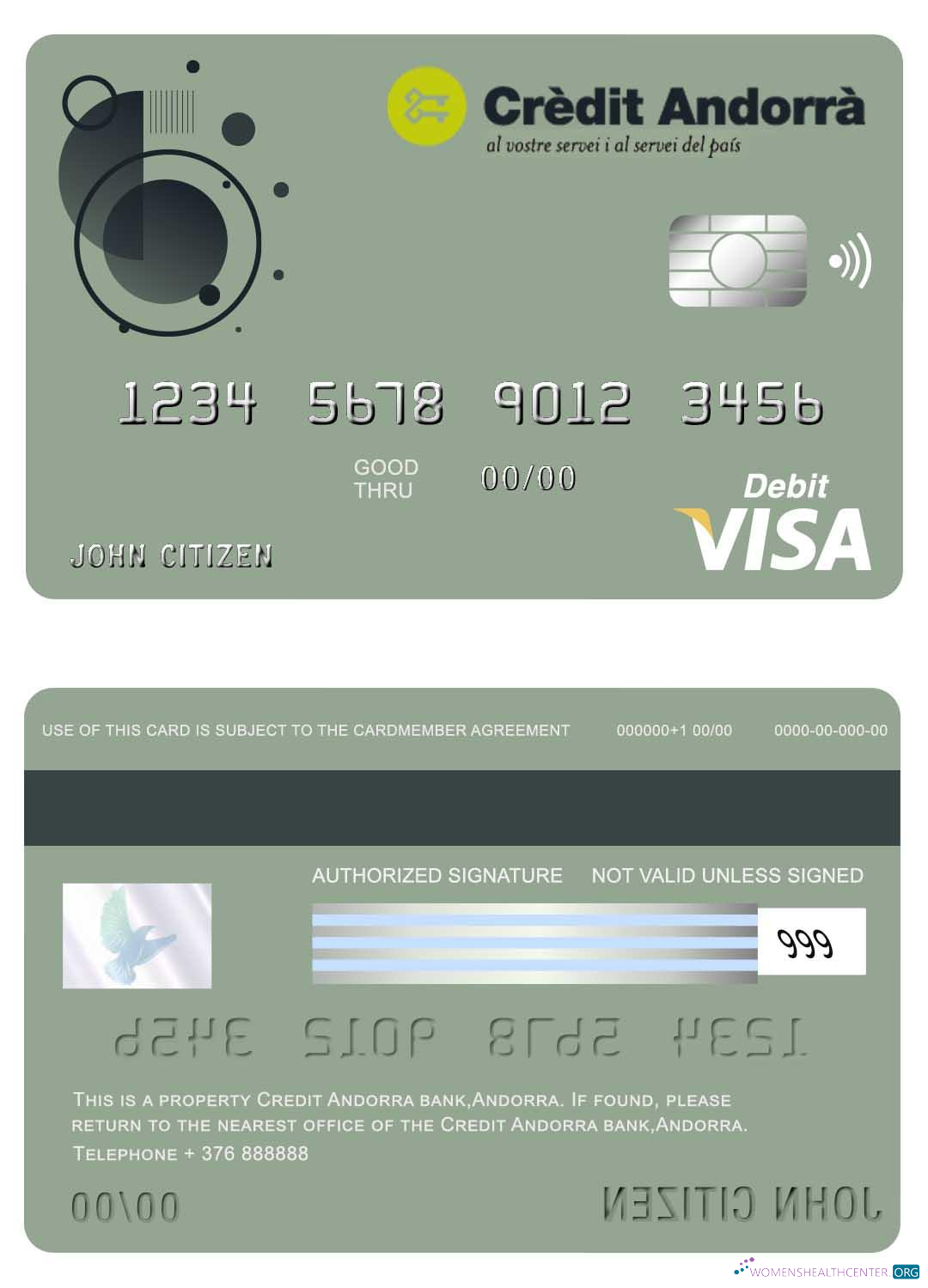 Download Andorra Credit Andorra bank visa card Photoshop template